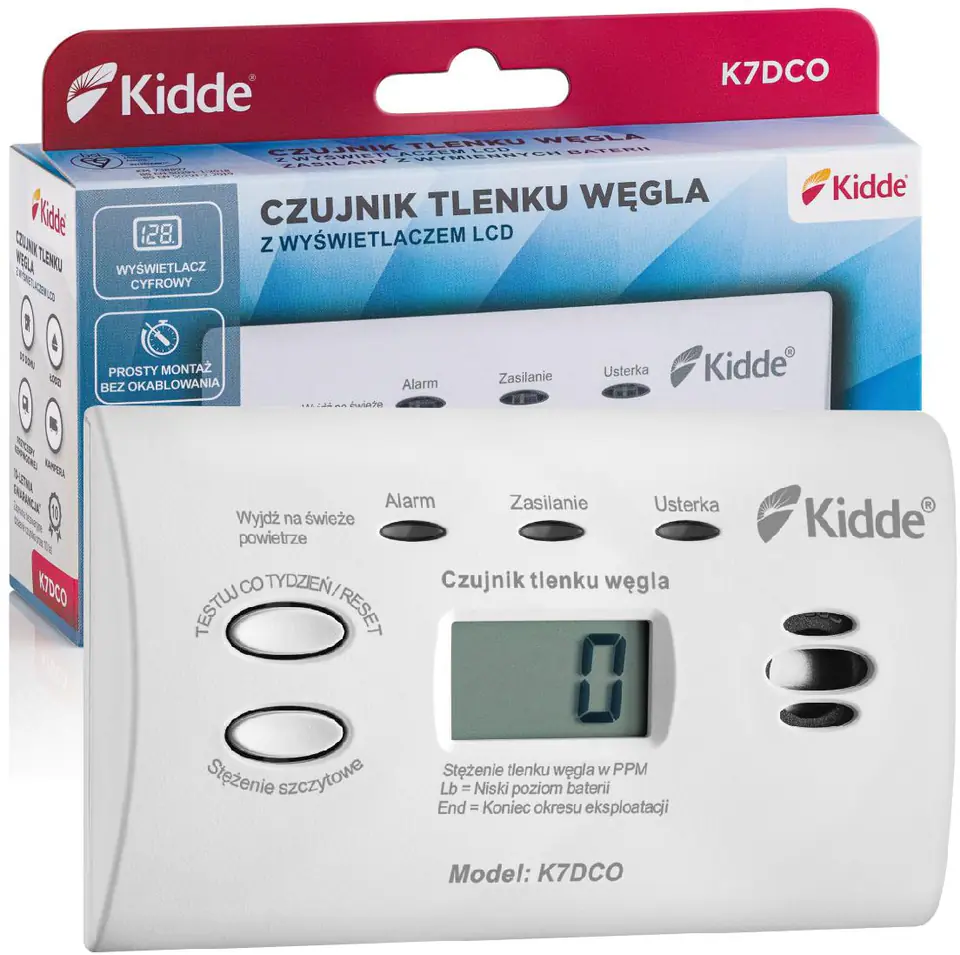 ⁨Carbon monoxide detector with display Kidde K7DCO⁩ at Wasserman.eu