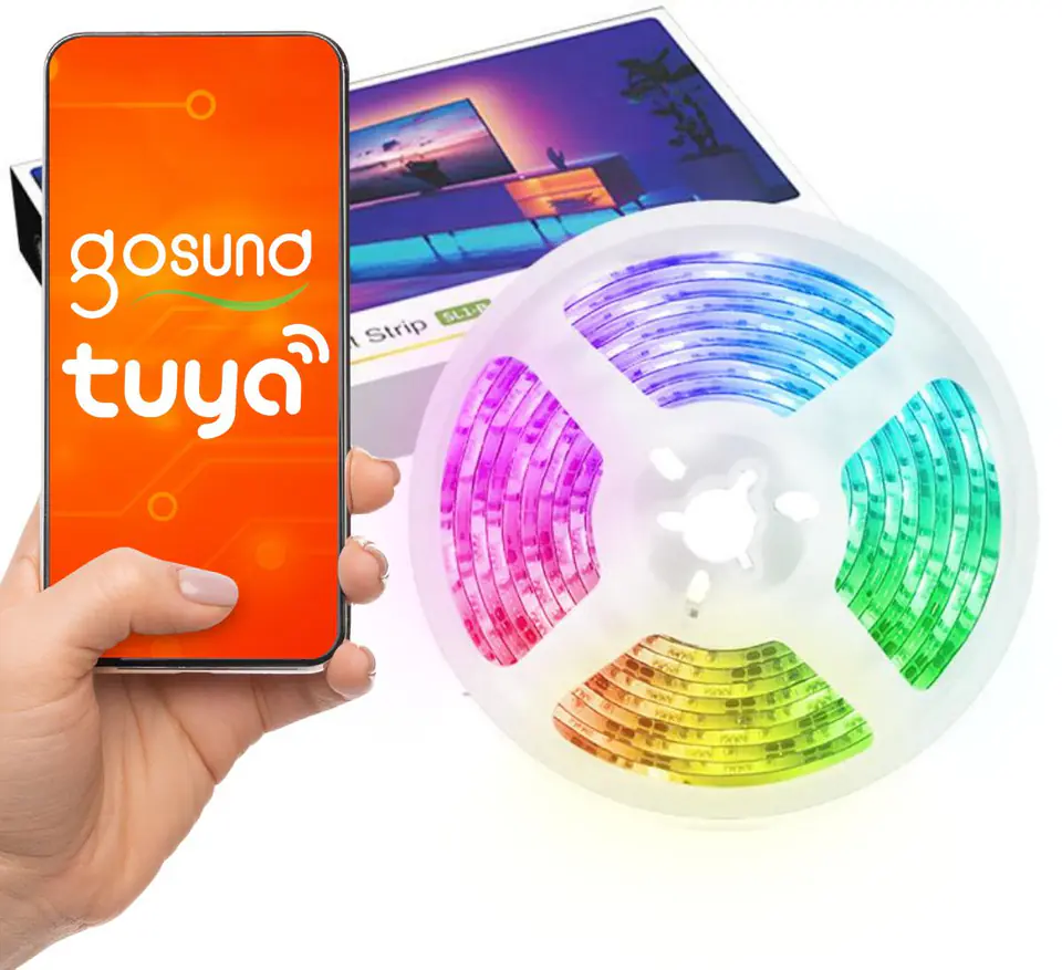 ⁨Taśma LED WIFI GOSUND pasek RGB 2,8m Tuya GOOGLE ALEXA⁩ w sklepie Wasserman.eu