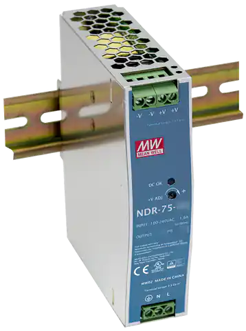 ⁨MEAN WELL NDR-75-48 SWITCHED-MODE POWER SUPPLY FOR DIN RAIL 48V/75W/1.6A⁩ at Wasserman.eu