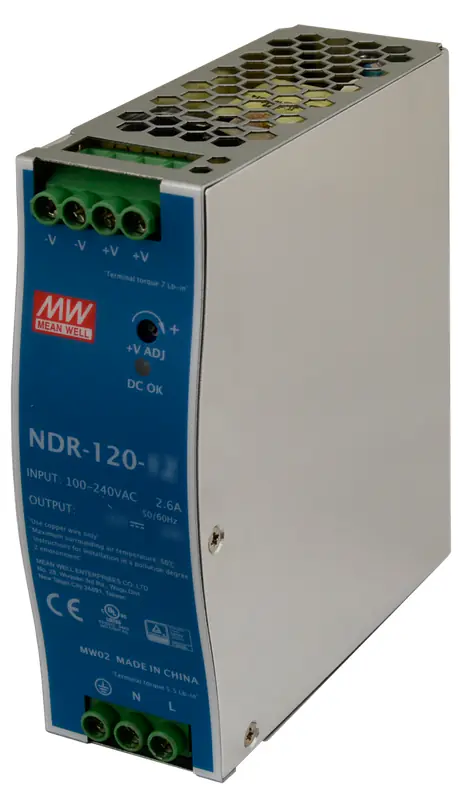 ⁨MEAN WELL DIN RAIL SWITCHING POWER SUPPLY NDR-120-48 48V/120W/2.5A⁩ at Wasserman.eu