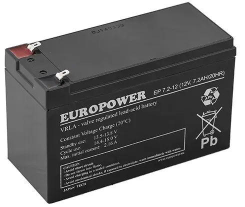 ⁨Akumulator AGM EUROPOWER serii EP 12V 7,2Ah⁩ w sklepie Wasserman.eu
