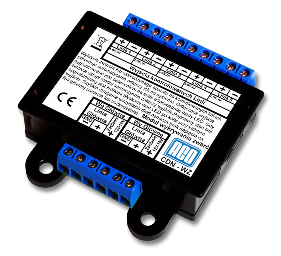 ⁨ACO CDN-WZ Moduł służy do wykrywania zwarcia linii lub uszkodzenia unifonu w lokalu.⁩ w sklepie Wasserman.eu