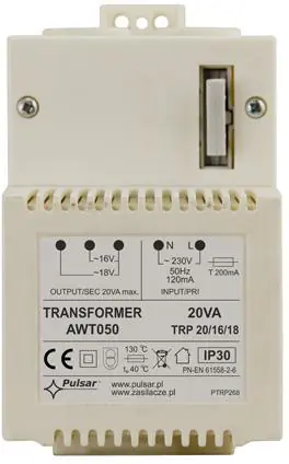 ⁨Transformator PULSAR AWT050 TRP 20VA/16V/18V⁩ w sklepie Wasserman.eu