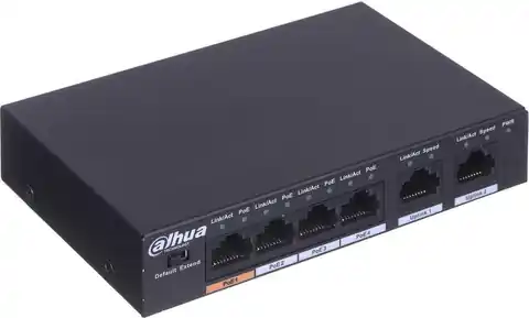 ⁨Dahua Technology PFS3006-4ET-60 Netzwerk-Switch Unmanaged Fast Ethernet (10/100) Power over Ethernet (PoE) Schwarz⁩ im Wasserman.eu