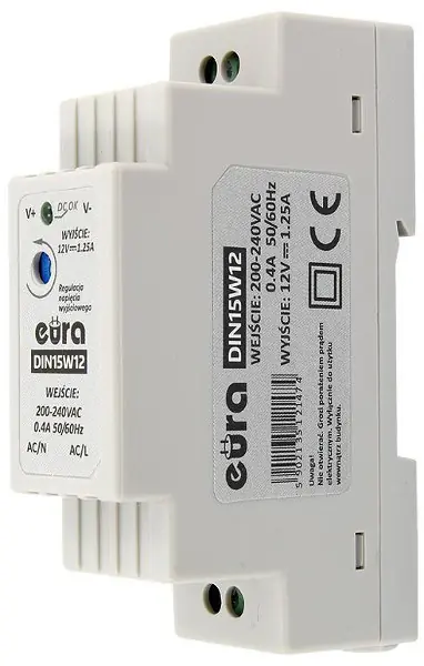 ⁨ZASILACZ DIN ''EURA'' DIN15W12 12V 1,25 A DC⁩ w sklepie Wasserman.eu