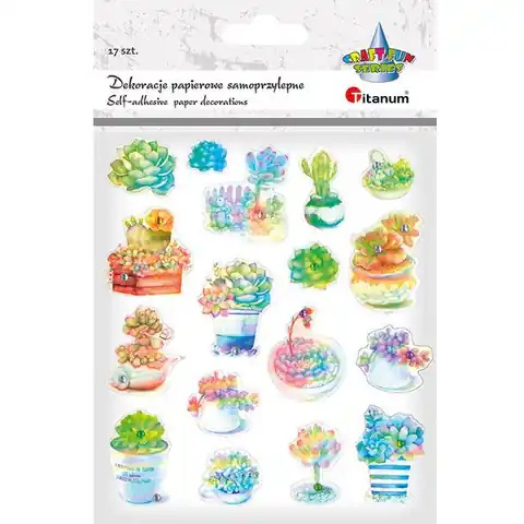 ⁨Naklejki papierowe 3D KAKTUSY 17szt. 490748 TITANUM⁩ w sklepie Wasserman.eu