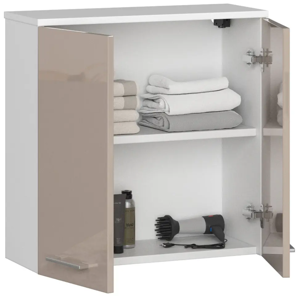 Szafka wisząca W 60 cm FIN 2D - biała-cappuccino połysk w sklepie Wasserman.eu