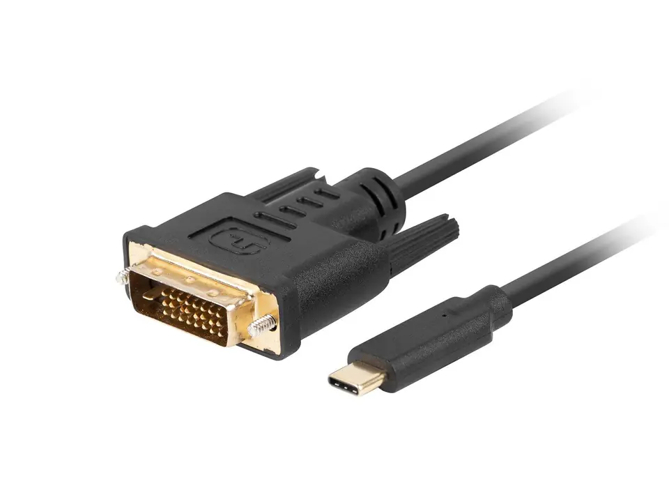 ⁨LANBERG KABEL USB-C(M)->DVI-D(24+1)(M) 0.5M CZARNY CA-CMDV-10CU-0005-BK⁩ w sklepie Wasserman.eu