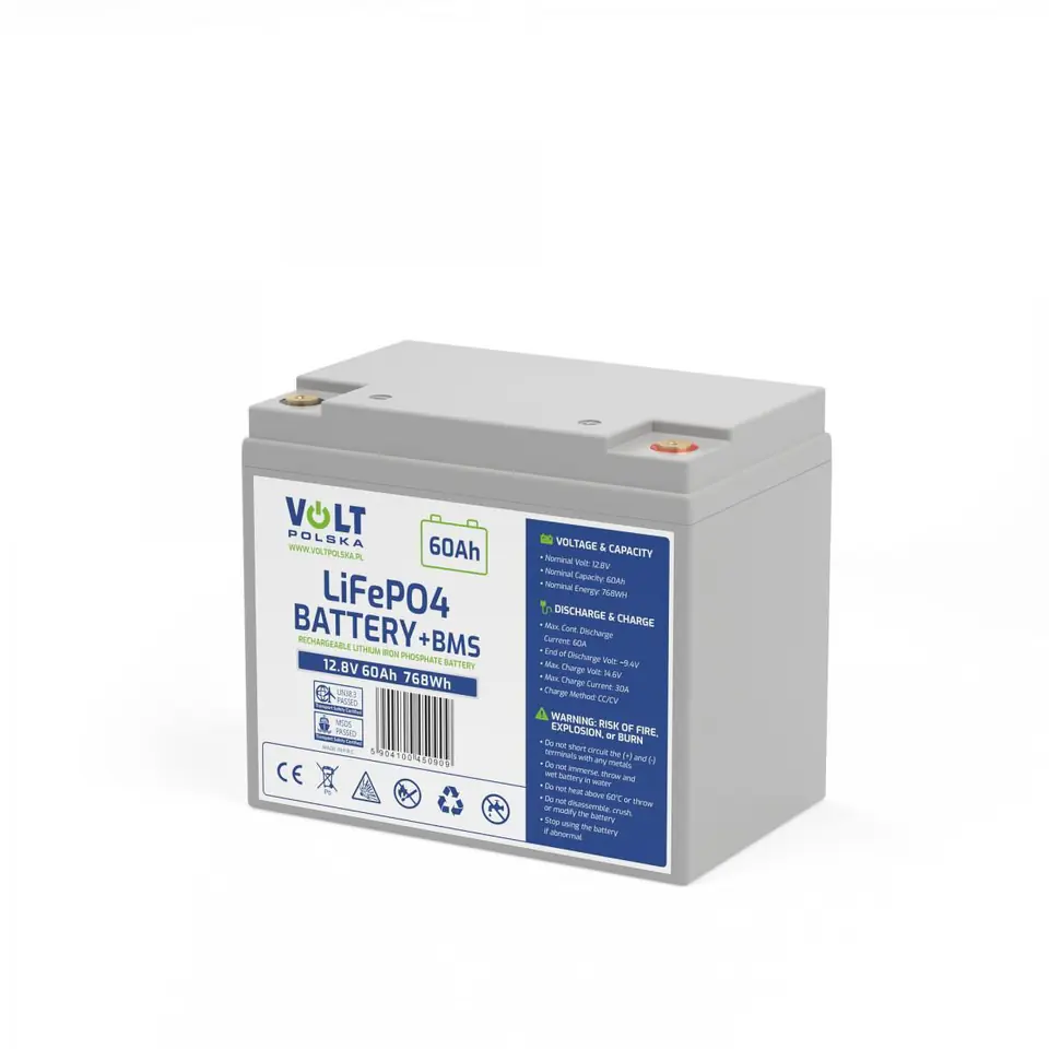 ⁨VOLT POLSKA LITHIUM IRON PHOSPHATE LiFePO4 BATTERY 12V 60Ah 60A⁩ at Wasserman.eu