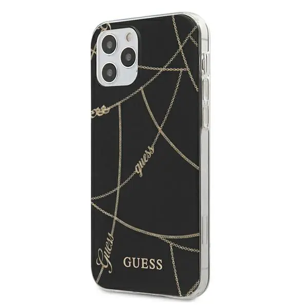 ⁨Guess GUHCP12LPCUCHBK iPhone 12 Pro Max 6,7" czarny/black hardcase Gold Chain Collection⁩ w sklepie Wasserman.eu