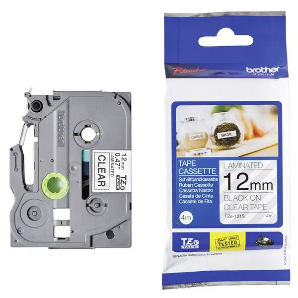 ⁨Brother oryginalny taśma do drukarek etykiet, Brother, TZE-131S, czarny druk/przezroczysty podkład, laminowane, 4m, 12mm⁩ w sklepie Wasserman.eu