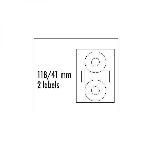 ⁨Logo etykiety na CD 118/41mm, A4, matowe, białe, 2 etykiety, 2 płyty, 140g/m2, pakowane po 10 szt., do drukarek atramentowych i la⁩ w sklepie Wasserman.eu