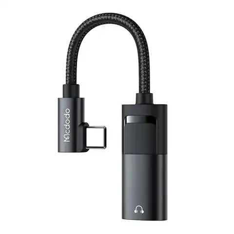 ⁨Adapter USB-C do AUX mini jack 3.5mm + USB-C, Mcdodo CA-1880 (czarny)⁩ w sklepie Wasserman.eu