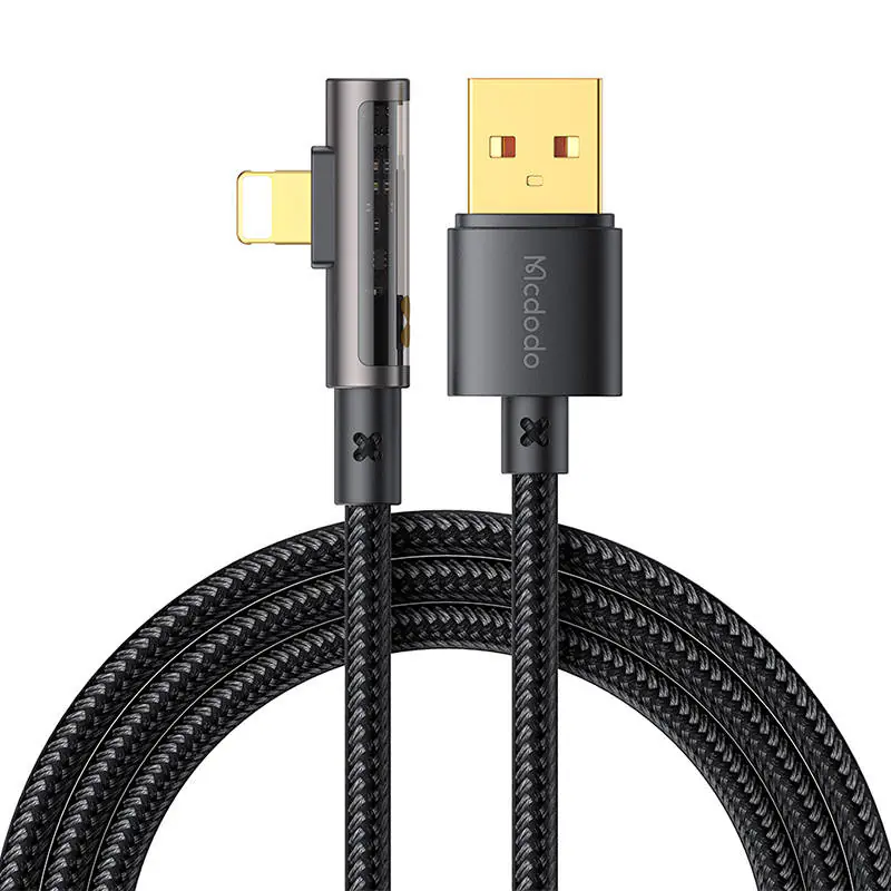 ⁨Kabel kątowy Prism USB do lightning Mcdodo CA-3510, 1.2m (czarny)⁩ w sklepie Wasserman.eu