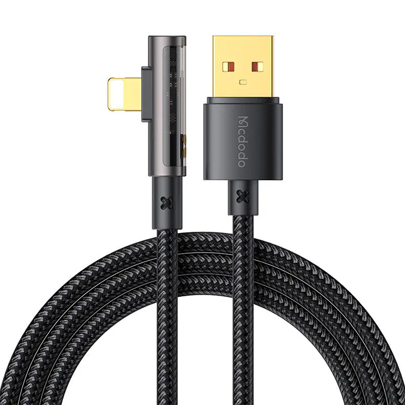 ⁨Kabel kątowy Prism USB do lightning Mcdodo CA-3511,1.8m (czarny)⁩ w sklepie Wasserman.eu