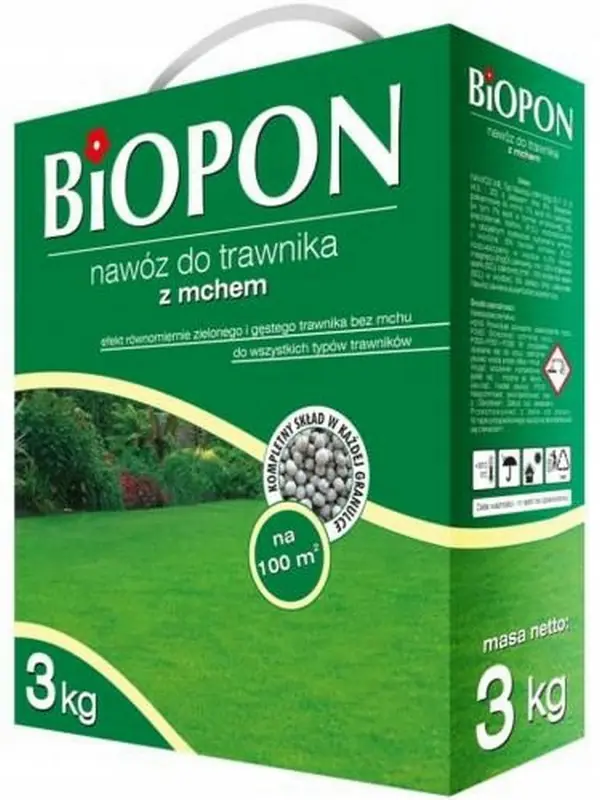 ⁨Biopon fertilizer for grass with moss, carton 3 kg grass 3 kg⁩ at Wasserman.eu