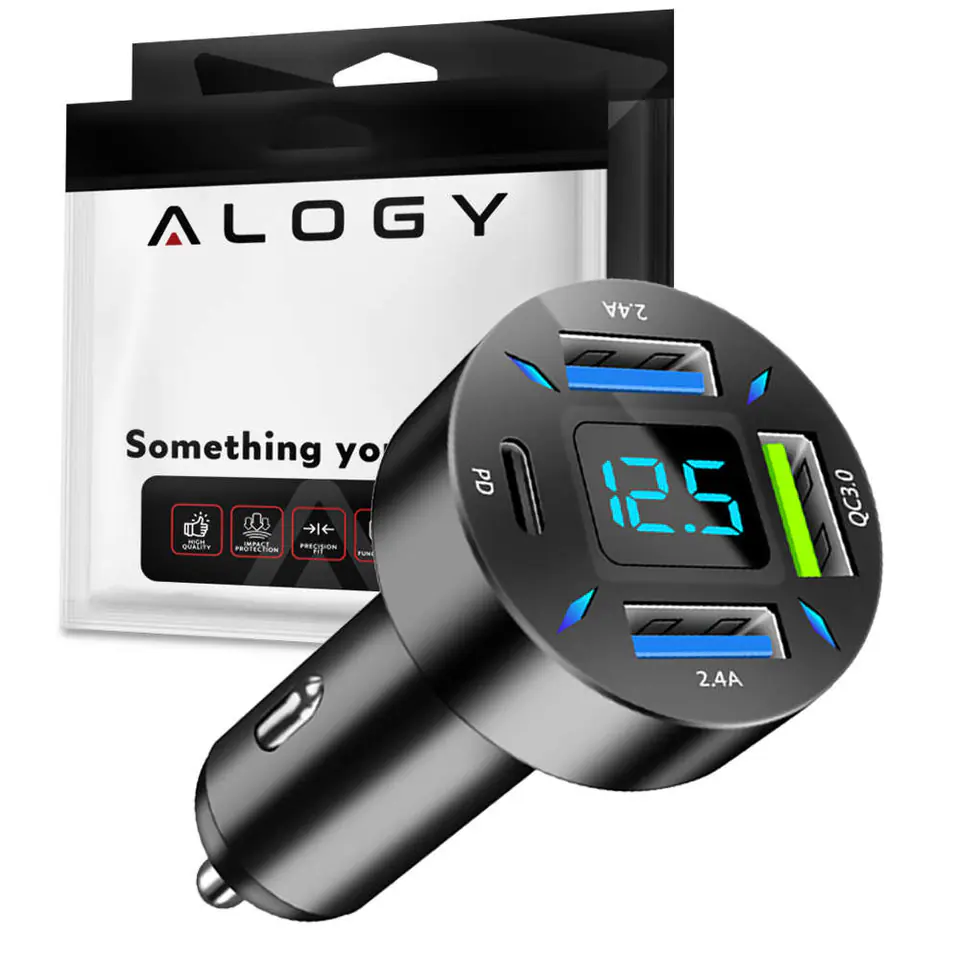 ⁨Ładowarka samochodowa Alogy Car Charger 66W 3xUSB 1xUSB-C Type C Szybkie ładowanie Quick Charge QC 3.0 PD⁩ w sklepie Wasserman.eu