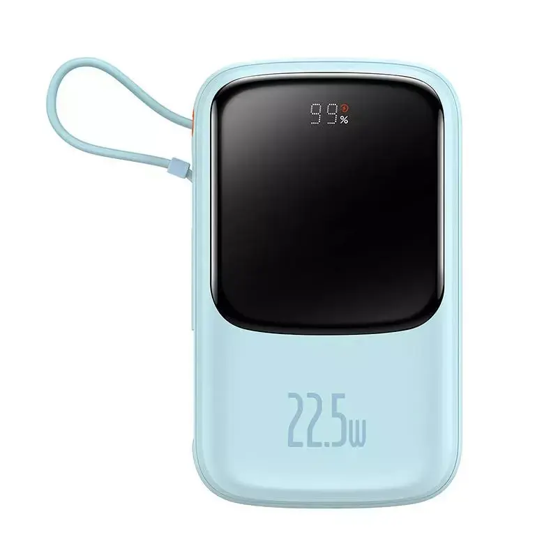 ⁨Powerbank Baseus Qpow Pro z kablem USB-C, USB-C, USB, 10000mAh, 22.5W (niebieski)⁩ w sklepie Wasserman.eu
