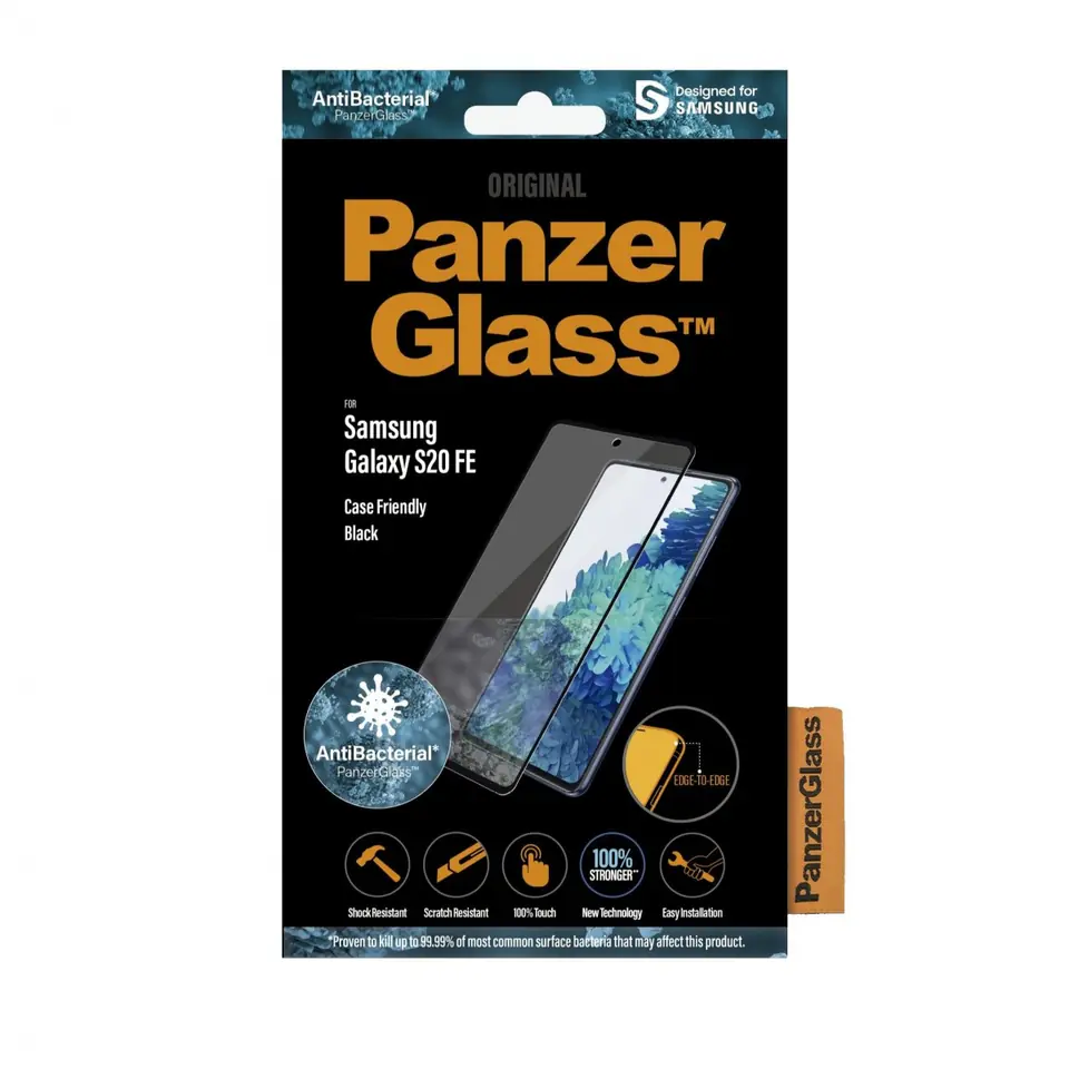 ⁨PanzerGlass E2E Microfracture Sam S20 FE G781 Case Friendly Finger Print AntiBacterial czarny/black⁩ w sklepie Wasserman.eu