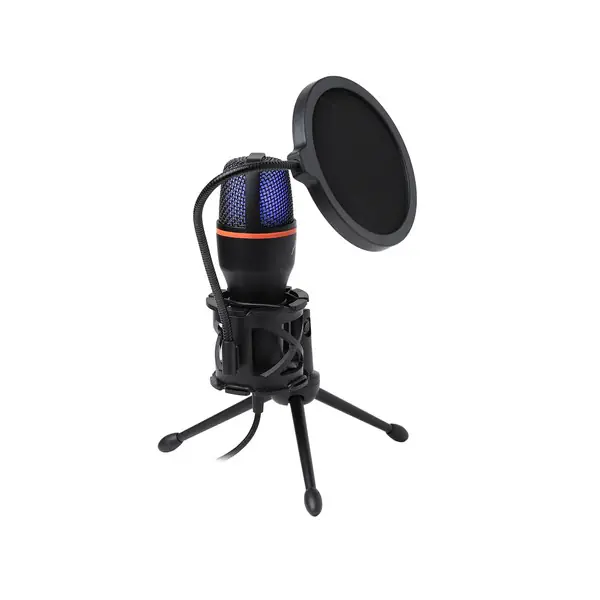 ⁨CONDENSER STAND MICROPHONE WITH DIAPHRAGM AC-02 TRIPOD USB LED⁩ at Wasserman.eu