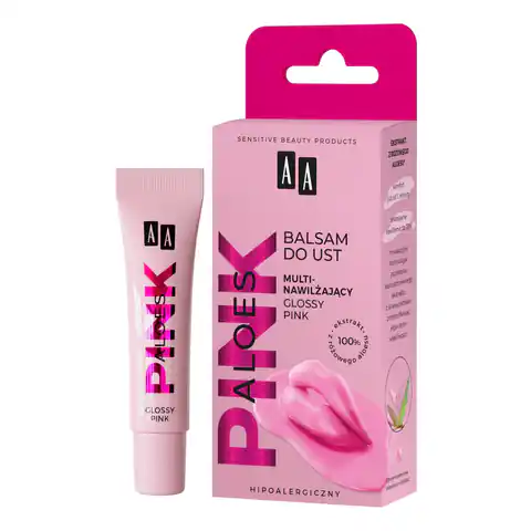 ⁨AA Aloes Pink multinawilżający balsam do ust Glossy Pink 10g⁩ w sklepie Wasserman.eu
