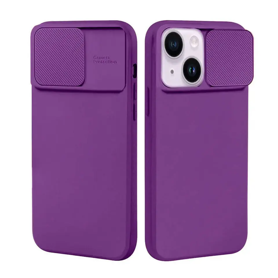 ⁨Case IPHONE 14 PLUS Silicone with Camera Cover Nexeri Silicone Lens purple⁩ at Wasserman.eu