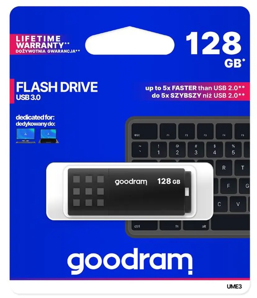 ⁨Pendrive Goodram USB 3.0 128GB czarny⁩ w sklepie Wasserman.eu