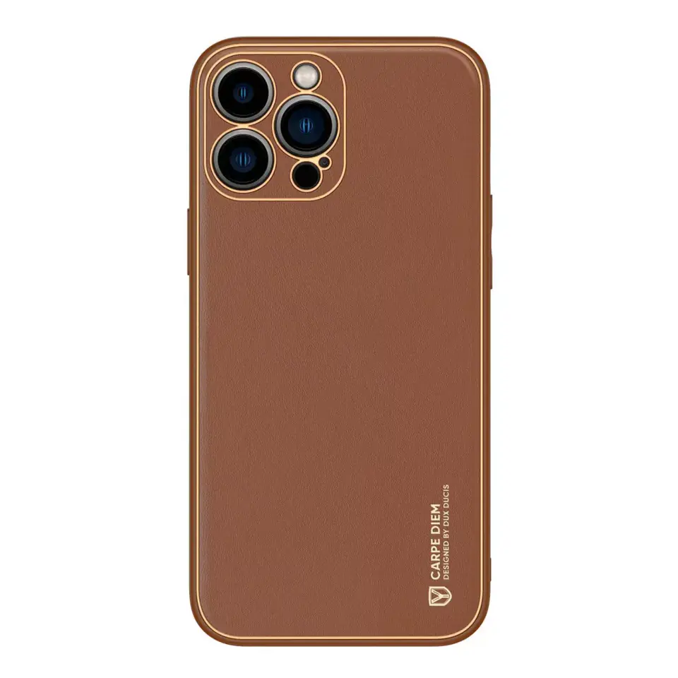 ⁨Dux Ducis Yolo etui iPhone 14 Pro elegancki pokrowiec ze skóry ekologicznej brązowy⁩ w sklepie Wasserman.eu