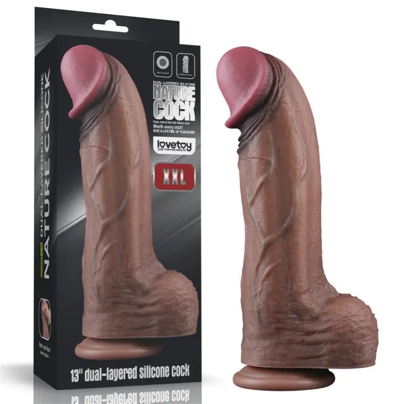 ⁨Dildo silikonowe Dual Layered XXL 33 cm Lovetoy⁩ w sklepie Wasserman.eu