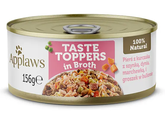 ⁨Applaws Dog Taste Toppers puszka z kurczakiem, szynką i warzywami 156g⁩ w sklepie Wasserman.eu