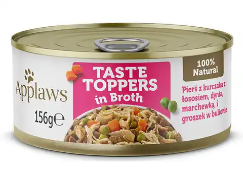⁨Applaws Dog Taste Toppers puszka z kurczakiem, łososiem i warzywami 156g⁩ w sklepie Wasserman.eu