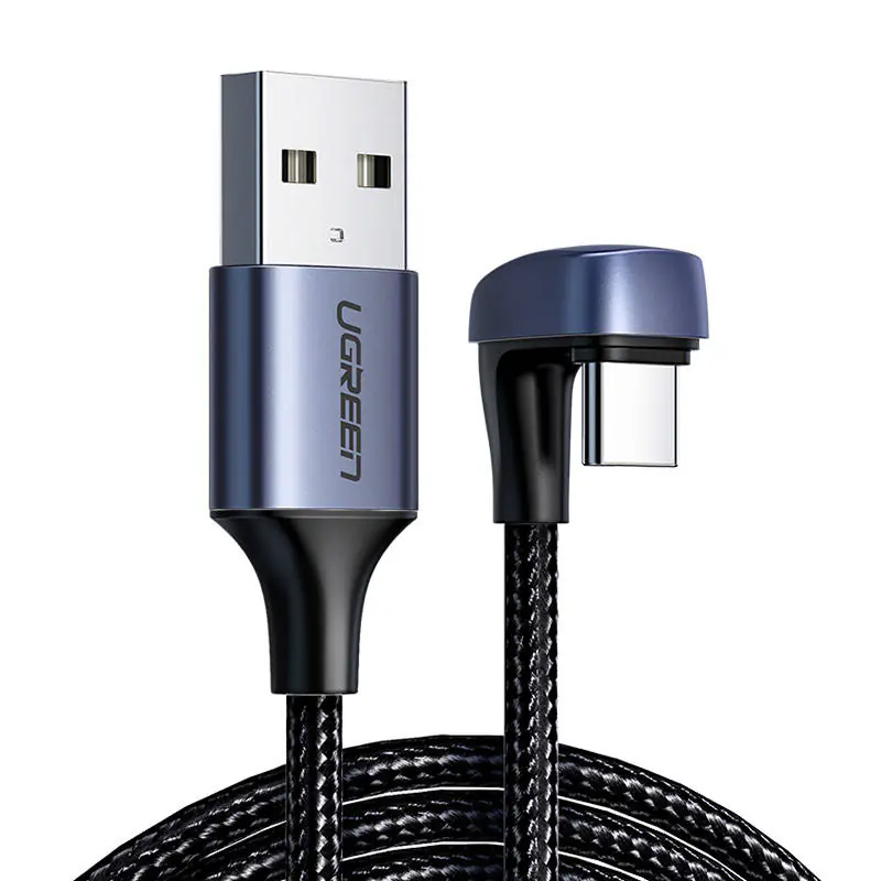 ⁨Kabel USB2.0 męski do USB-C, kątowy UGREEN US311 3A, 2m (czarny)⁩ w sklepie Wasserman.eu