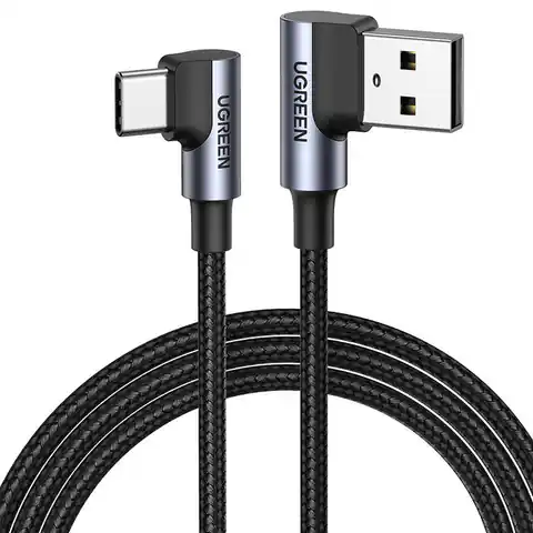 ⁨Kabel USB-C do USB-A 2.0 kątowy UGREEN US176, 3A, 3m (czarny)⁩ w sklepie Wasserman.eu