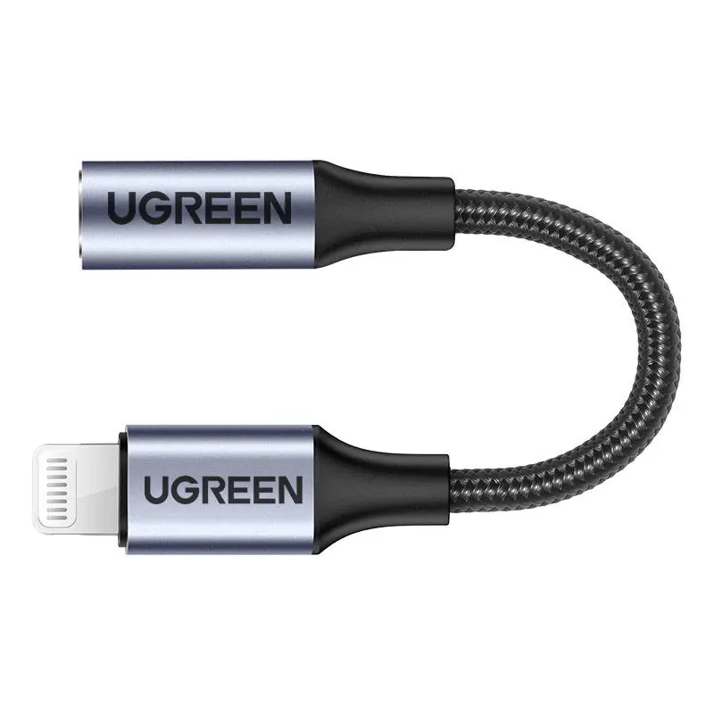 ⁨Adapter audio Ugreen US211 Lightning do Mini Jack 3.5mm 0.1m (czarny)⁩ w sklepie Wasserman.eu