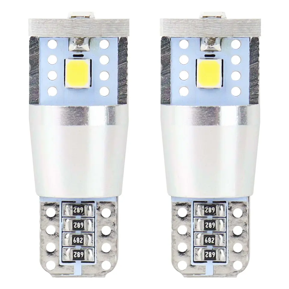 ⁨Żarówki led canbus 3smd 2835 t10e w5w alu white 12v 24v amio-01637⁩ w sklepie Wasserman.eu