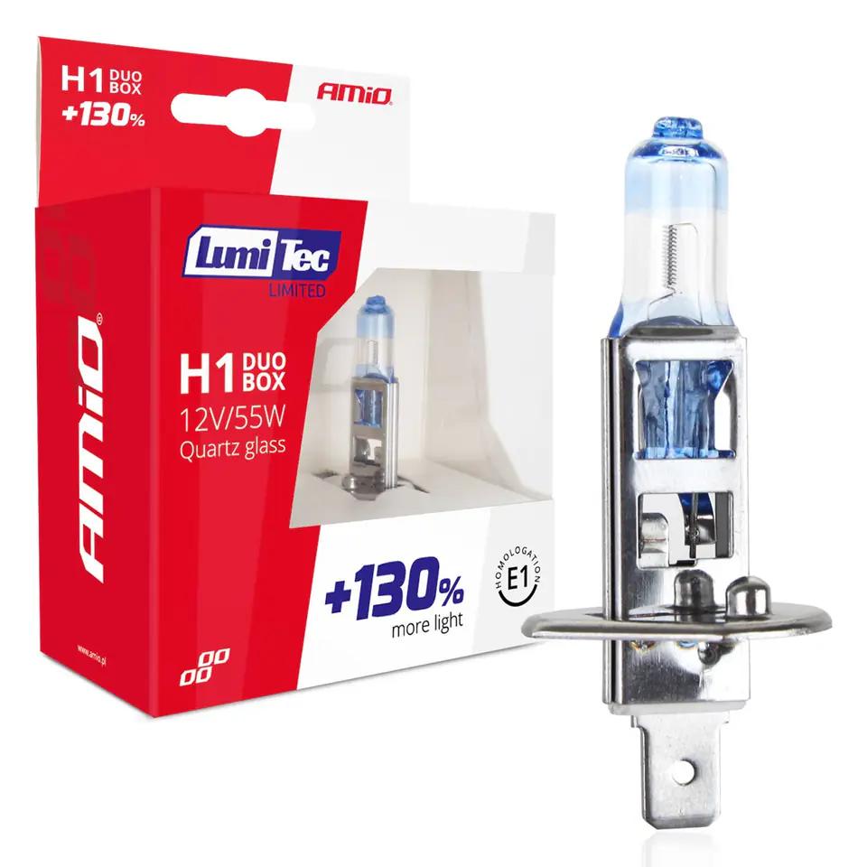 ⁨Żarówki halogenowe h1 12v 55w lumitec limited +130% duo amio-01404⁩ w sklepie Wasserman.eu