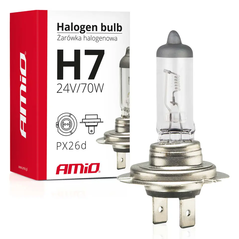 ⁨Żarówka halogenowa h7 24v 70w filtr uv (e4) amio-01252⁩ w sklepie Wasserman.eu