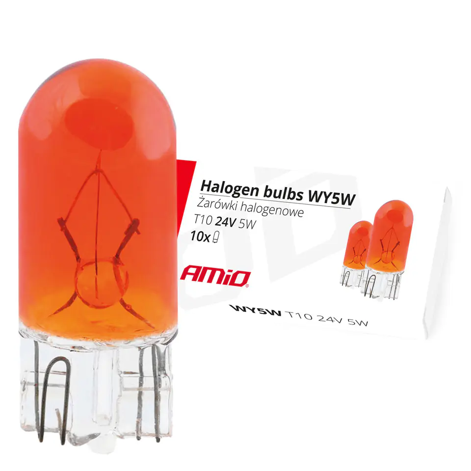 ⁨01001 Halogen Bulbs WY5W T10 5W W2.1x9.5d Amber 24V 10pcs⁩ at Wasserman.eu