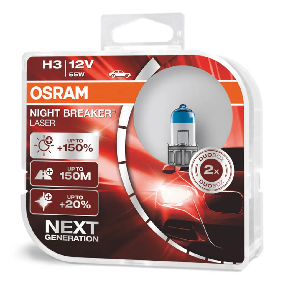 ⁨O-64151NL-HCB Halogen Bulbs H3 12V 55W Night Breaker Laser +150% / 2pcs⁩ at Wasserman.eu