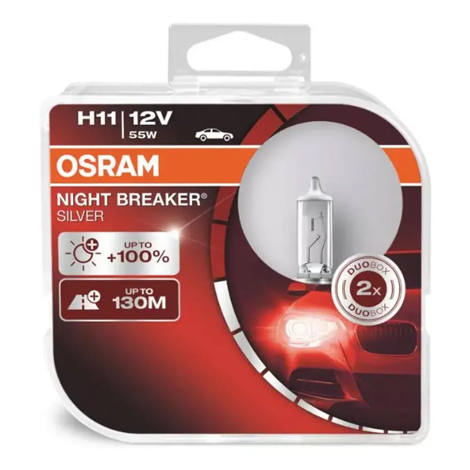 ⁨O-64211NBS-HCB Halogen lamps Osram H11 12V 55W PGJ19-2 Night Breaker Silver +100% /2 pieces⁩ at Wasserman.eu