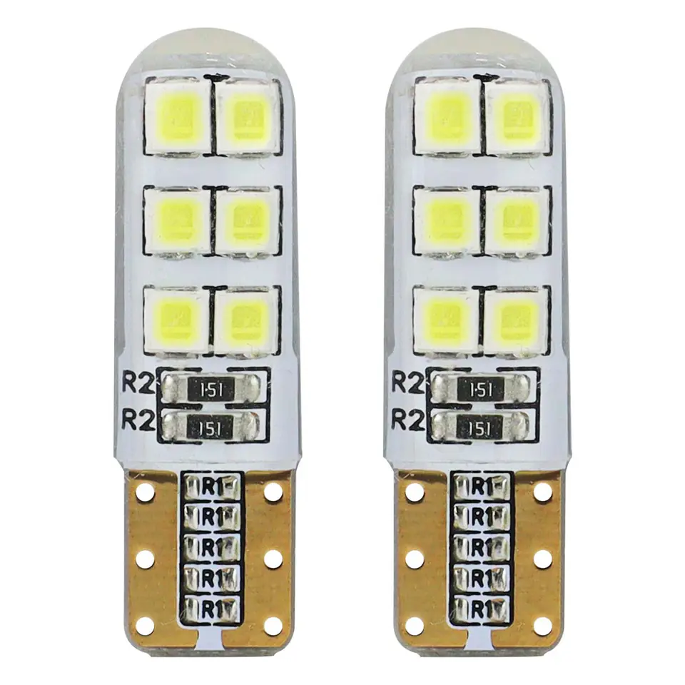 ⁨01095 Led Bulbs Standard T10 W5W 12xSMD 2835 12V Silicone 2pcs⁩ at Wasserman.eu