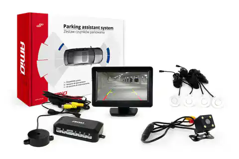 ⁨Zestaw czujników parkowania tft01 4,3" z kamerą hd-315-led 4 sensory białe⁩ w sklepie Wasserman.eu