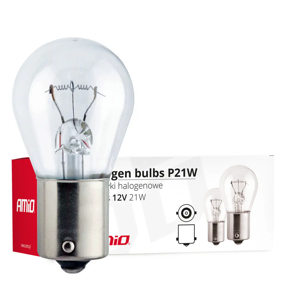 Żarówki halogenowe p21w ba15s 12v 10 szt. (e8) amio-01491 w sklepie Wasserman.eu