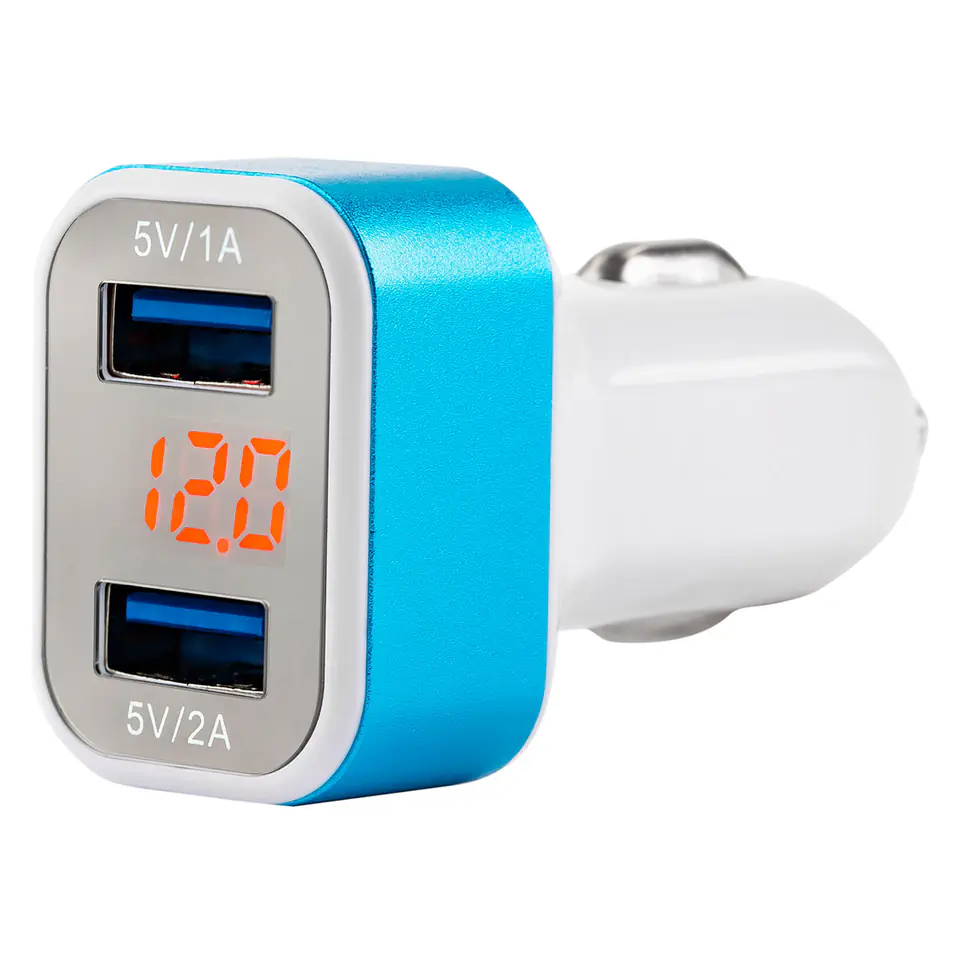 ⁨Ładowarka samochodowa 2x usb + woltomierz test-04 amio-01028⁩ w sklepie Wasserman.eu