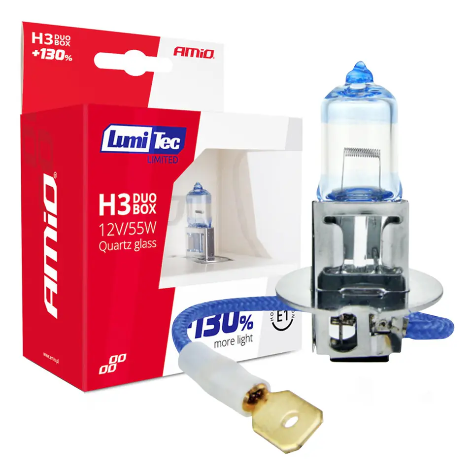 ⁨Żarówki halogenowe h3 12v 55w lumitec limited +130% duo amio-02102⁩ w sklepie Wasserman.eu