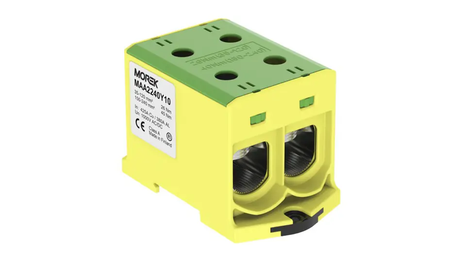 ⁨Złączka OTL240-2 kolor żółto-zielonych 2xAl/Cu 35-240mm2 1000V Zacisk uniwersalny MAA2240BY10⁩ w sklepie Wasserman.eu