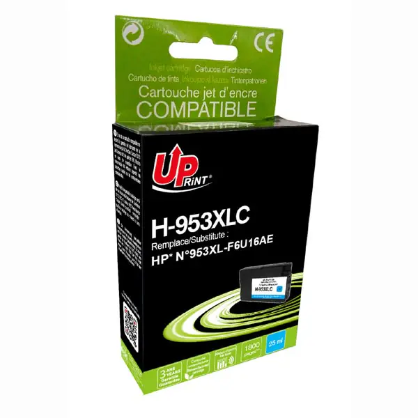 ⁨UPrint kompatybilny ink / tusz z F6U16AE, HP 953XL, H-953XLC, cyan, 1800s, 25ml, high capacity⁩ w sklepie Wasserman.eu