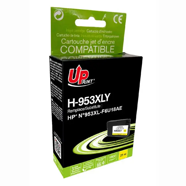 ⁨UPrint kompatybilny ink / tusz z F6U18AE, HP 953XL, H-953XLY, yellow, 1800s, 25ml, high capacity⁩ w sklepie Wasserman.eu