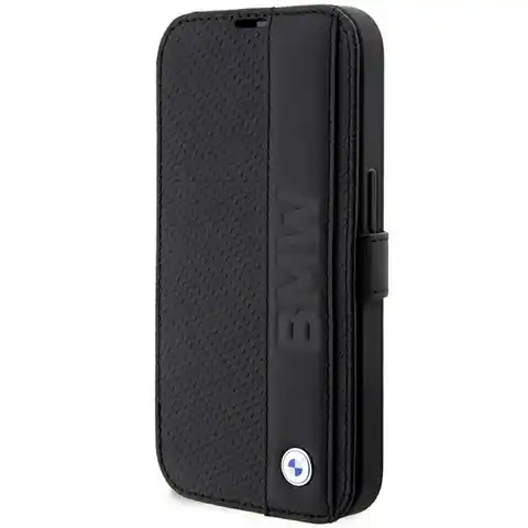 ⁨Etui BMW BMBKP14X22RDPK iPhone 14 Pro Max 6,7" czarny/black bookcase Leather Textured&Stripe⁩ w sklepie Wasserman.eu