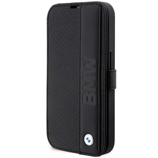 ⁨Etui BMW BMBKP14L22RDPK iPhone 14 Pro 6,1" czarny/black bookcase Leather Textured&Stripe⁩ w sklepie Wasserman.eu